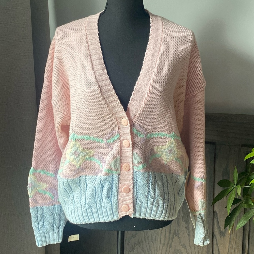 NWT AJ Brandon 1980s pastel cardigan